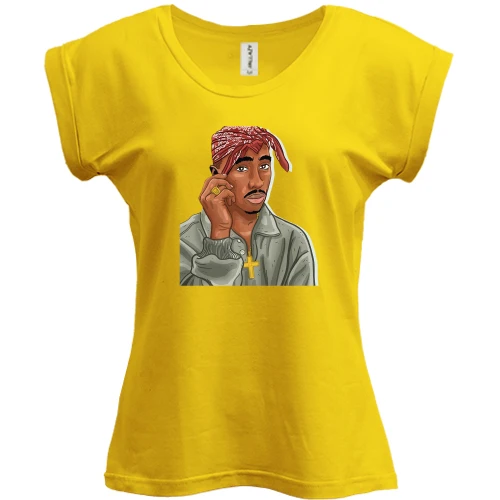 Футболка женская PANI, Желтый, с 2PAC (иллюстрация)