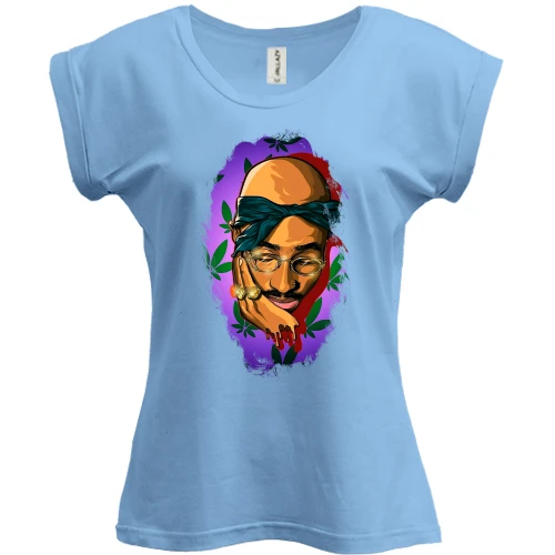 Футболка женская PANI, синий, с 2PAC арт (2)