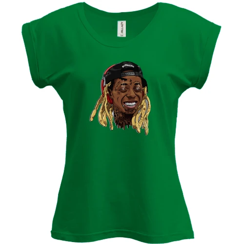 Футболка женская PANI, Зеленый, с улыбающимся Lil Wayne