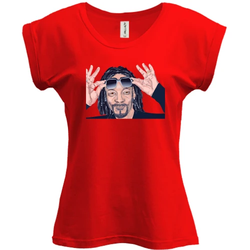Футболка женская PANI, красный, со Snoop Dogg с очками