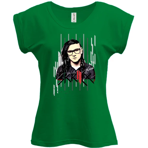Футболка женская PANI, зеленый, со Skrillex