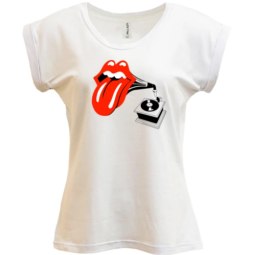 Футболка женская PANI, Белый, Rolling Stones (граммофон)