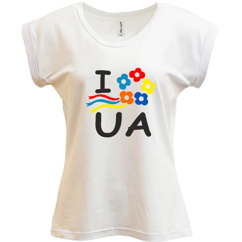 Футболка жіноча PANI, Синій, I love Ukraine з вінком