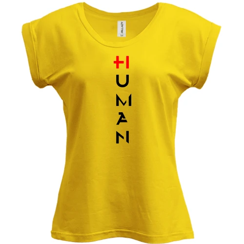 Футболка женская PANI, Желтый, с надписью "Human"