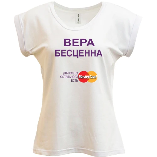 Футболка женская PANI, белый, с надписью "Вера Бесценна"