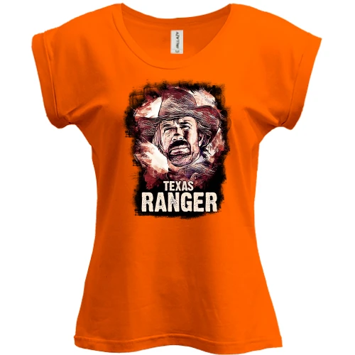 Футболка жіноча PANI, Помаранчевий, з Чаком Норрисом (Texas Ranger)
