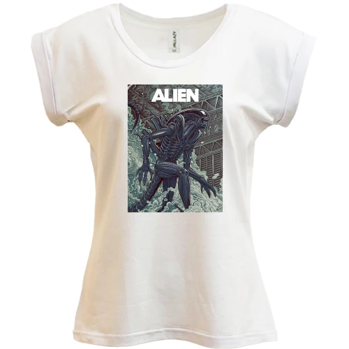 Футболка женская PANI, Белый, с постером Alien