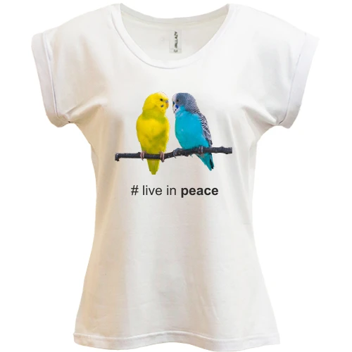 Футболка жіноча PANI, Білий, Live in peace