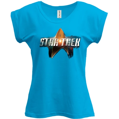 Футболка женская PANI, Синий, с надписью Star Trek