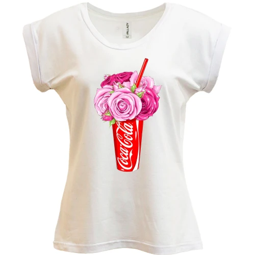 Футболка женская PANI, Синий, Coca-Cola с цветами