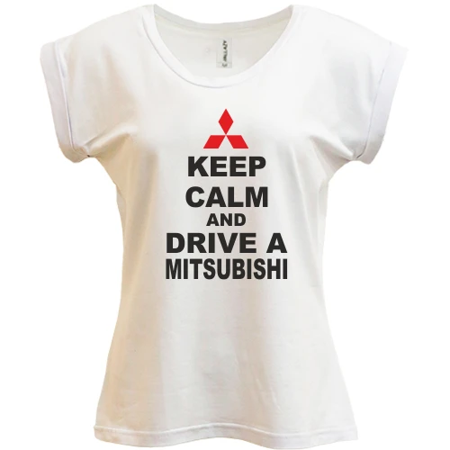 Футболка женская PANI, Белый, Keep calm and drive a Mitsubishi