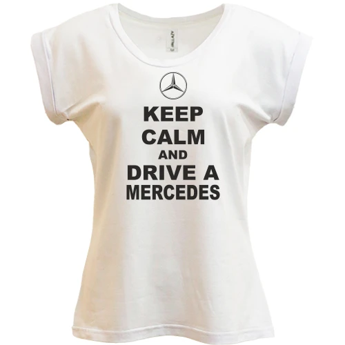 Футболка женская PANI, Белый, Keep calm and drive a Mercedes