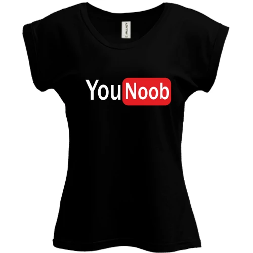 Футболка женская PANI, Черный, с надписью "You Noob"