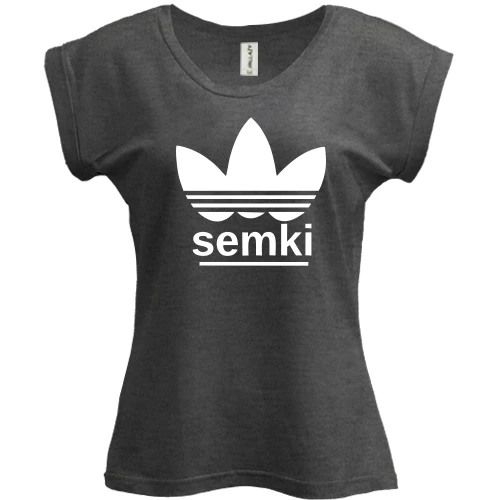 Футболка женская PANI, Серый меланж, с надписью "Semki"