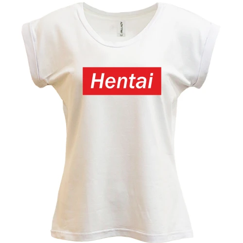 Футболка жіноча PANI, Білий, з написом "Hentai"