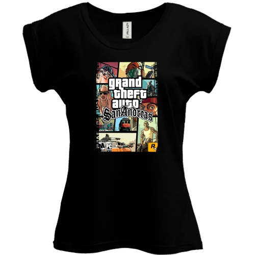 Футболка жіноча PANI, Чорний, GTA - San Andreas