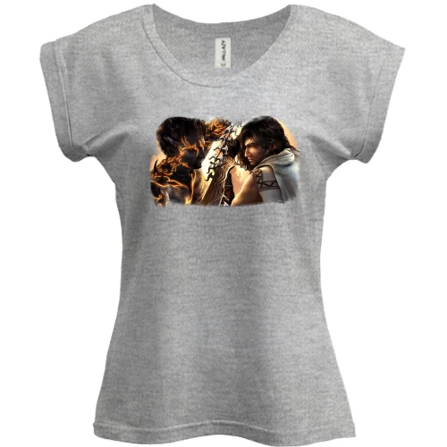 Футболка женская PANI, Серый меланж, с Принцем Персии и Тёмным Принцем