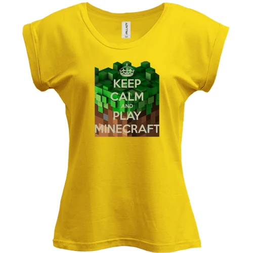 Футболка женская PANI с надписью "Keep calm and play Minecraft"