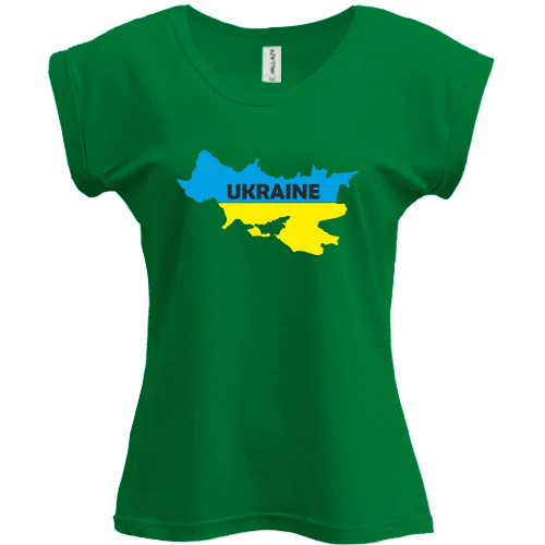 Футболка жіноча PANI, Зелений, з мапою УНР