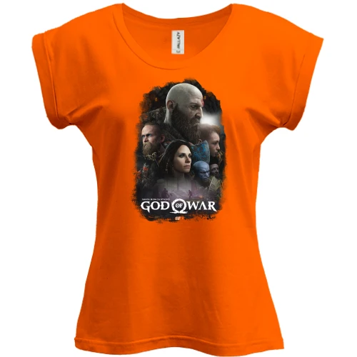 Футболка женская PANI, Оранжевый, с постером игры God of War