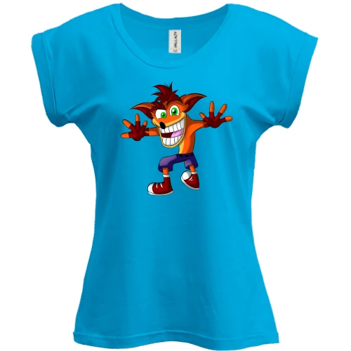 Футболка женская PANI, Синий, с иллюстрированным Crash Bandicoot
