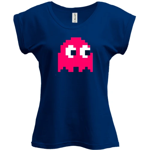 Футболка женская PANI, Синий, с мобом из игры Pac man