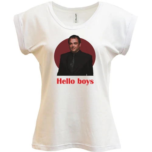 Футболка женская PANI, белый, с Кроули - hallo boys