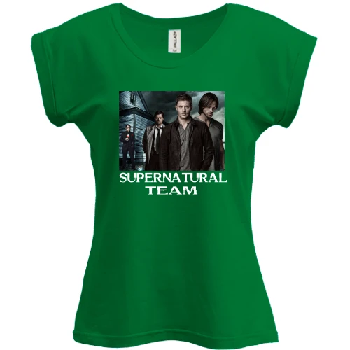 Футболка женская PANI, Зеленый, Supernatural Team