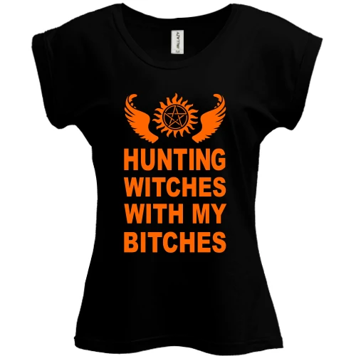 Футболка женская PANI, черный, Hunting witches