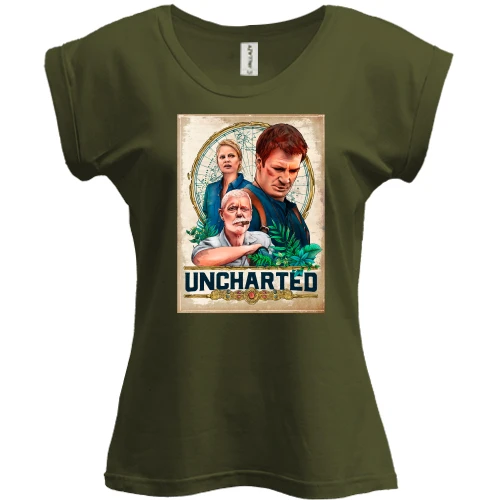Футболка женская PANI, Черный, с обложкой игры Uncharted