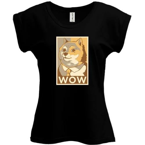Футболка жіноча PANI, Чорний, wow doge