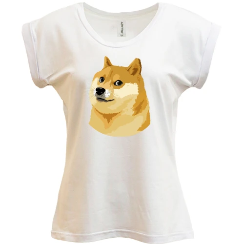 Футболка женская PANI, Белый, с мэмом wow doge