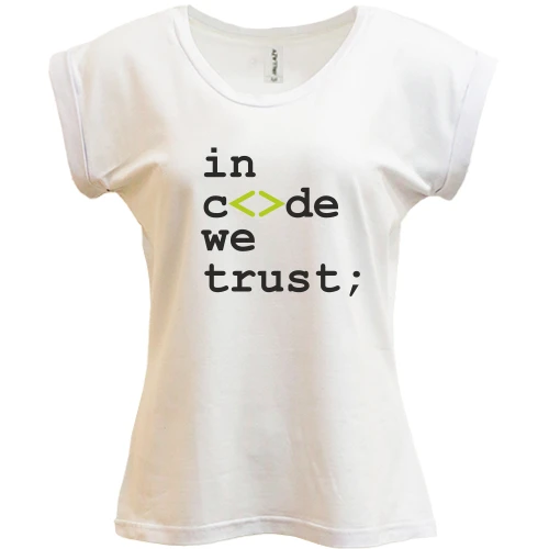 Футболка жіноча PANI, Білий, In code we trust