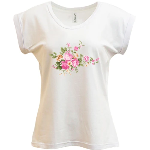 Футболка женская PANI, Белый, с розами