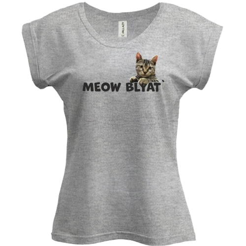 Футболка жіноча PANI з написом "Meow blyat" і котом