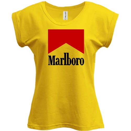 Футболка жіноча PANI, Жовтий, з написом "Marlboro"