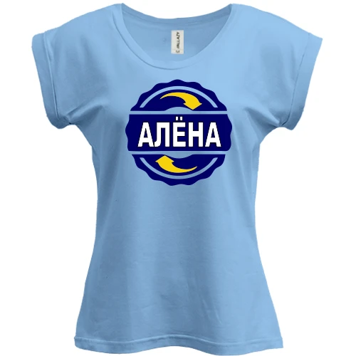 Футболка женская PANI, Синий, с именем Алёна в круге
