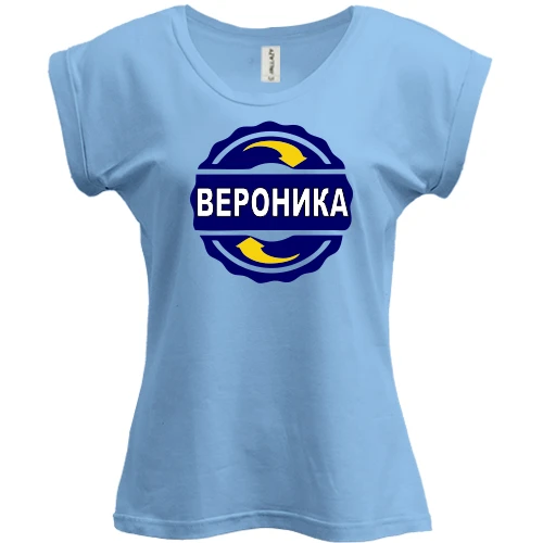 Футболка женская PANI, Синий, с именем Вероника в круге