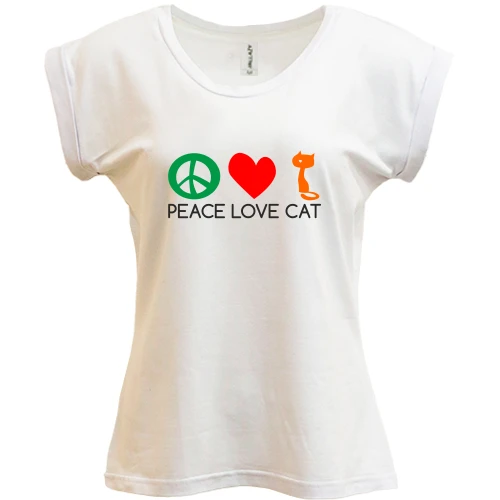 Футболка женская PANI, Белый, peace love cats