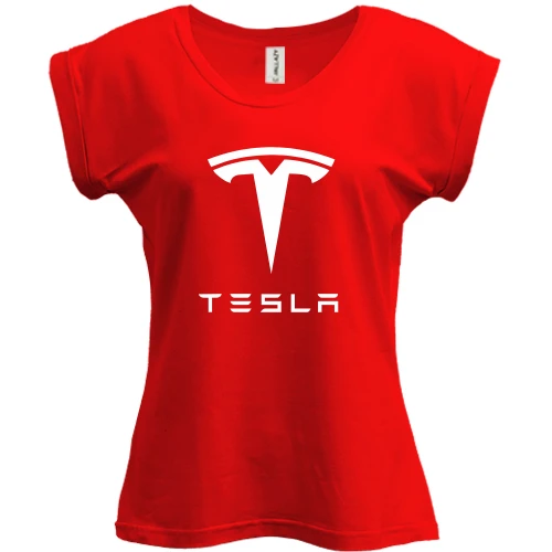 Футболка женская PANI, Красный, с лого Tesla