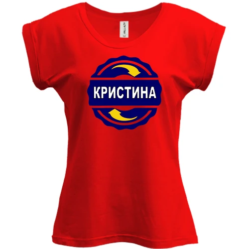 Футболка женская PANI, Красный, с именем Кристина в круге