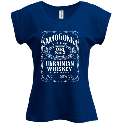 Футболка женская PANI, Синий, Samogonka - ukrainian whiskey