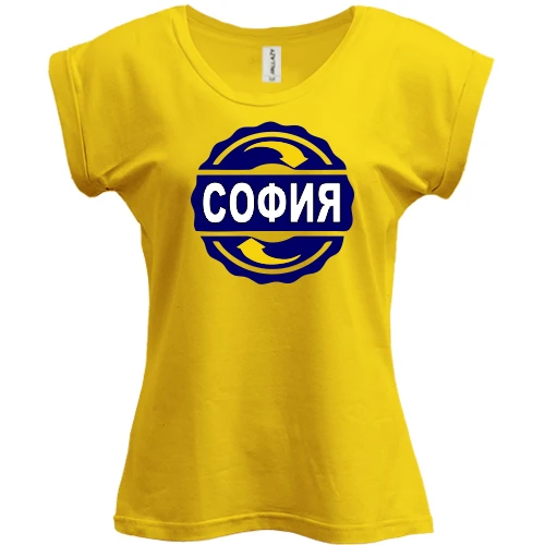 Футболка женская PANI, Желтый, с именем София в круге