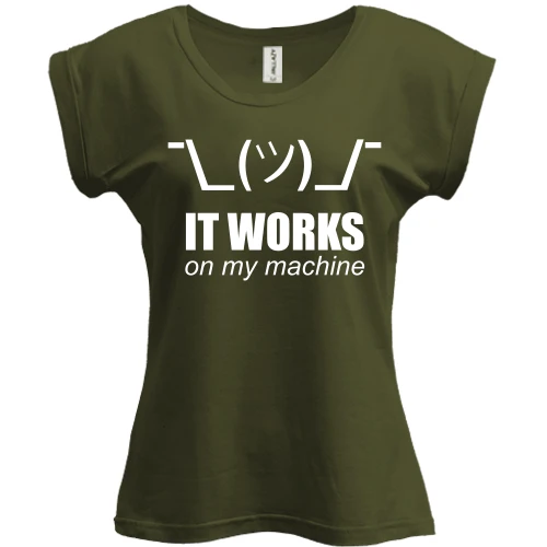 Футболка жіноча PANI з написом "It works on my machine"