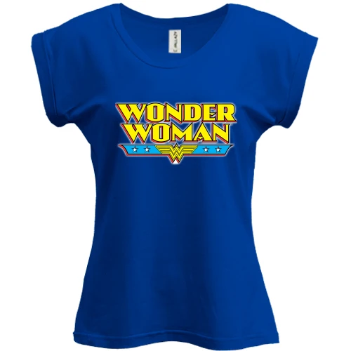 Футболка жіноча PANI, Синій, з написом Wonder Woman
