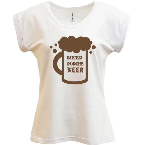 Футболка жіноча PANI, Білий, з написом Need more beer