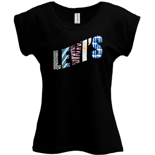 Футболка жіноча PANI, Чорний, з розмальованим логотипом Levis