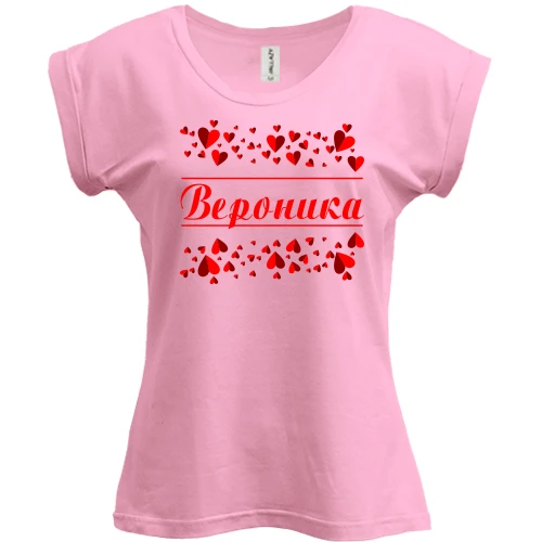 Футболка женская PANI с сердечками и именем "Вероника"