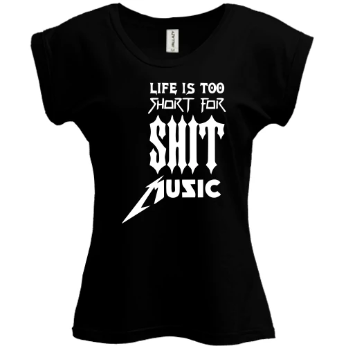 Футболка жіноча PANI, Чорний, Life is too short for shit music