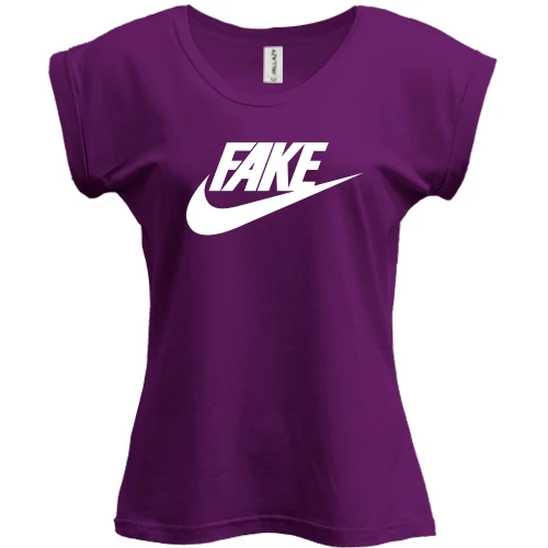 Футболка женская PANI, Фиолетовый, с надписью "Fake" в стиле Nike